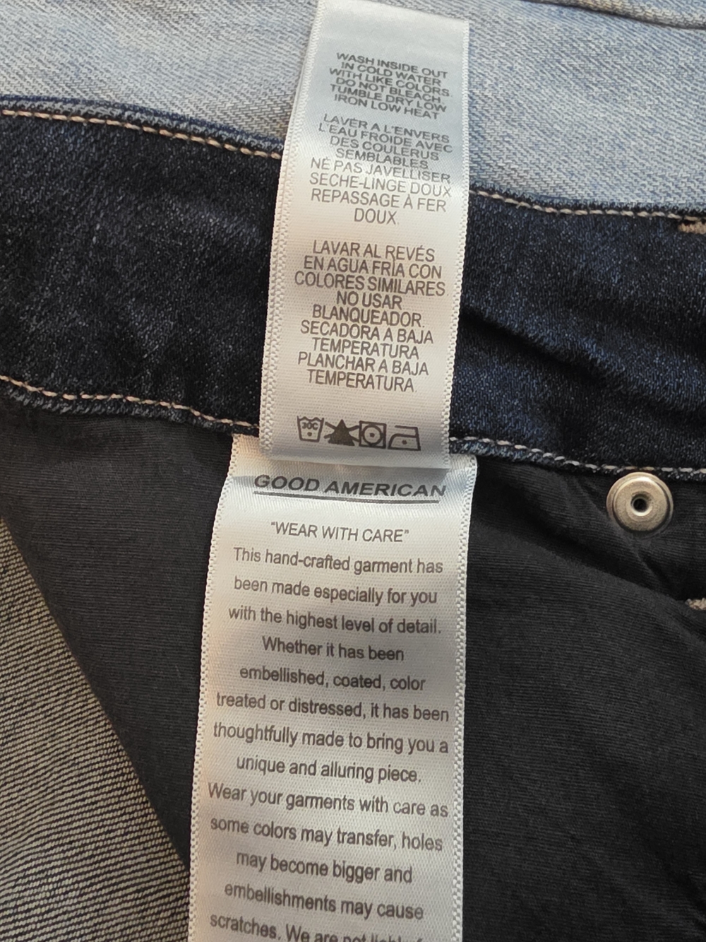 Good American Good Legs Crop Skinny Jeans Dark Wash Mid Rise Womens 4 - Picture 8 of 8